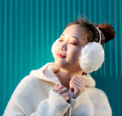 Novia's Choice Winter Faux Fur Earmuffs Warm Outdoor Ear Warmers for Women Girls(White) - Image 7