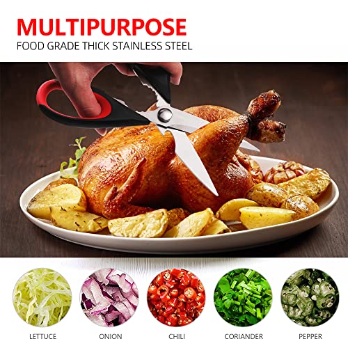 Tpotato kitchen scissors,kitchen shears heavy duty dishwasher safe,Stainless Steel Sharp utility food cooking Scissors multipurpose with cover cutting Meat, Poultry, Vegetables, fish,2 Pack - Image 3