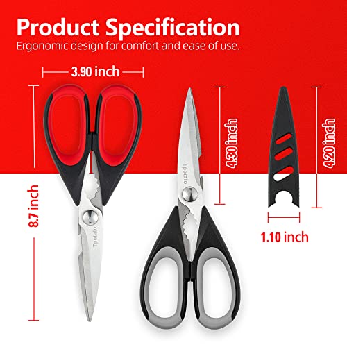 Tpotato kitchen scissors,kitchen shears heavy duty dishwasher safe,Stainless Steel Sharp utility food cooking Scissors multipurpose with cover cutting Meat, Poultry, Vegetables, fish,2 Pack - Image 7
